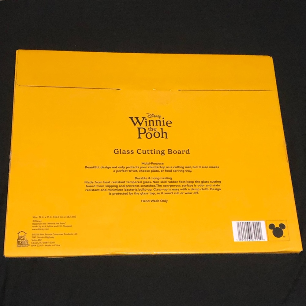 Disney Classic Winnie the Pooh Glass Cutting Board 12" x 15" Pooh Tigger Eeyore - Picture 3 of 3